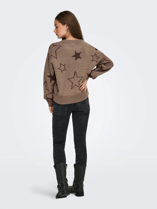 Pull étoiles pailletées rosie marron femme - Only