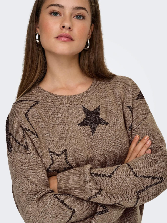 Pull étoiles pailletées rosie marron femme - Only