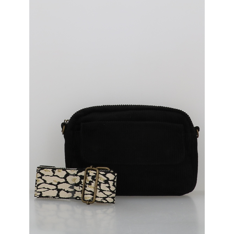 Sac bandoulière en velours côtelé pcmilla noir femme - Pieces