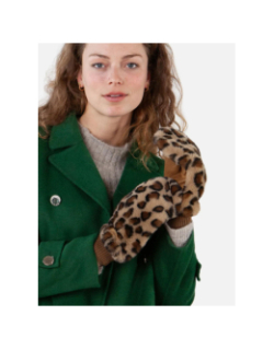 Moufles fausse fourrure léopard marron femme - Barts