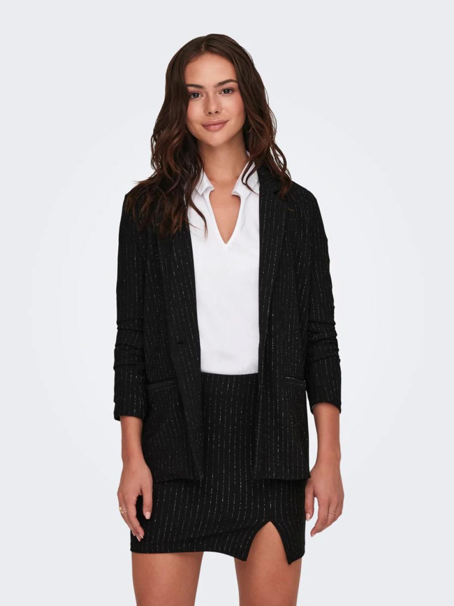 Veste blazer rayée paillettes mary noir femme - Jdy