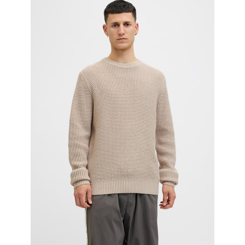 Pull crochet global beige homme - Jack & Jones