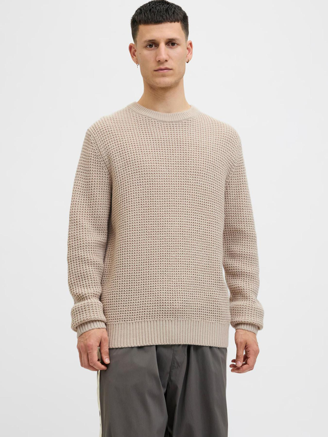 Pull crochet global beige homme - Jack & Jones