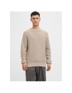Pull crochet global beige homme - Jack & Jones
