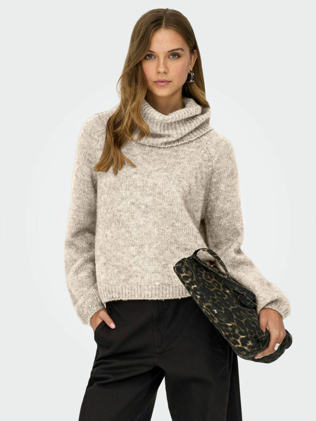 Pull col roulé gila beige femme - Only