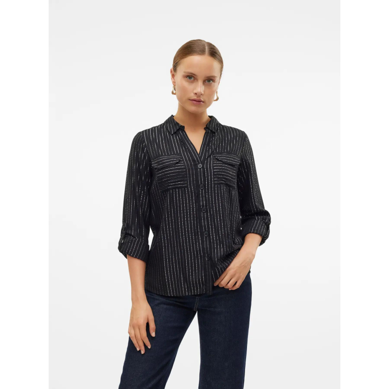 Chemise rayée pailletée bumpy noir femme - Vero Moda