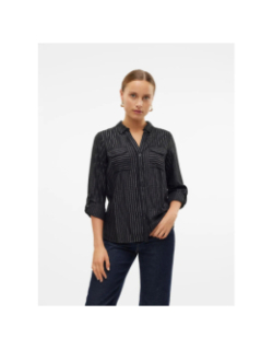 Chemise rayée pailletée bumpy noir femme - Vero Moda