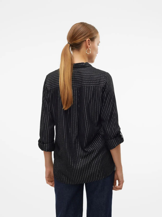 Chemise rayée pailletée bumpy noir femme - Vero Moda