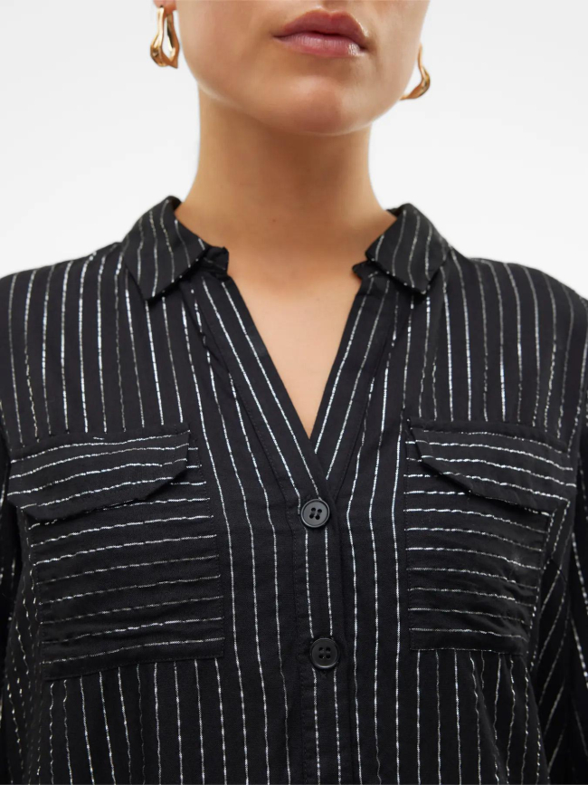 Chemise rayée pailletée bumpy noir femme - Vero Moda