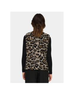 Veste sans manche teddy léopard baby marron femme - Only