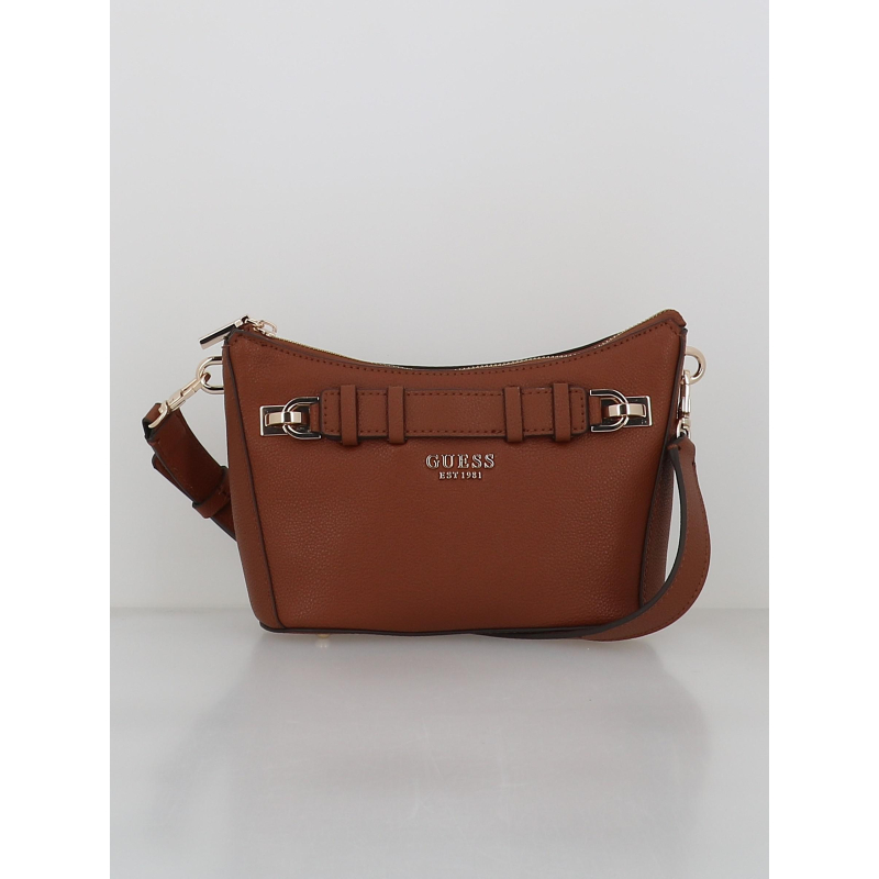 Sac bandoulière chardon zippé waldena marron femme - Guess