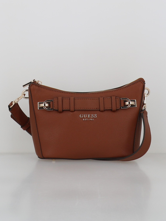 Sac bandoulière chardon zippé waldena marron femme - Guess