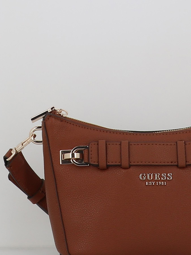 Sac bandoulière chardon zippé waldena marron femme - Guess