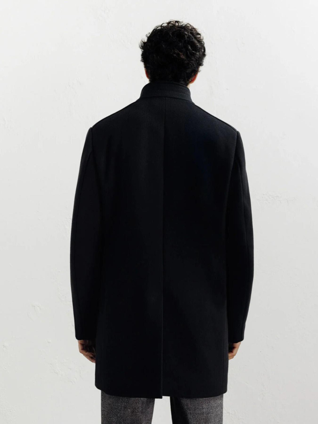 Manteau de ville en laine izuno noir homme - Izac