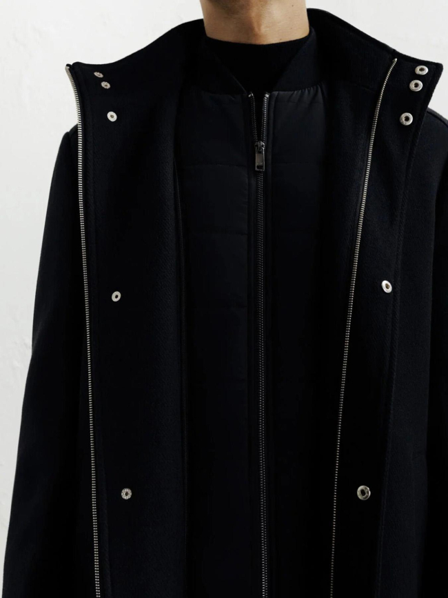 Manteau de ville en laine izuno noir homme - Izac