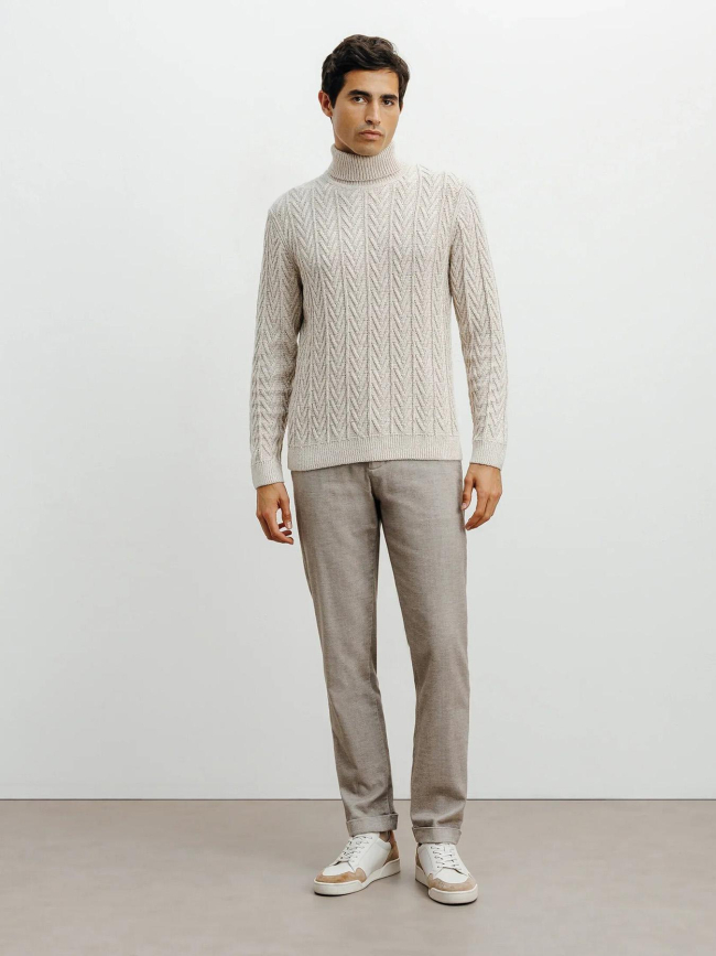 Pull col roulé borsade beige homme - Izac