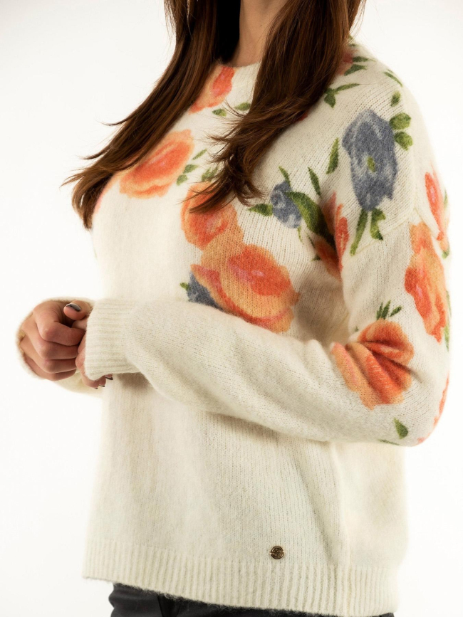 Pull à fleurs imprimé écru femme - Salsa