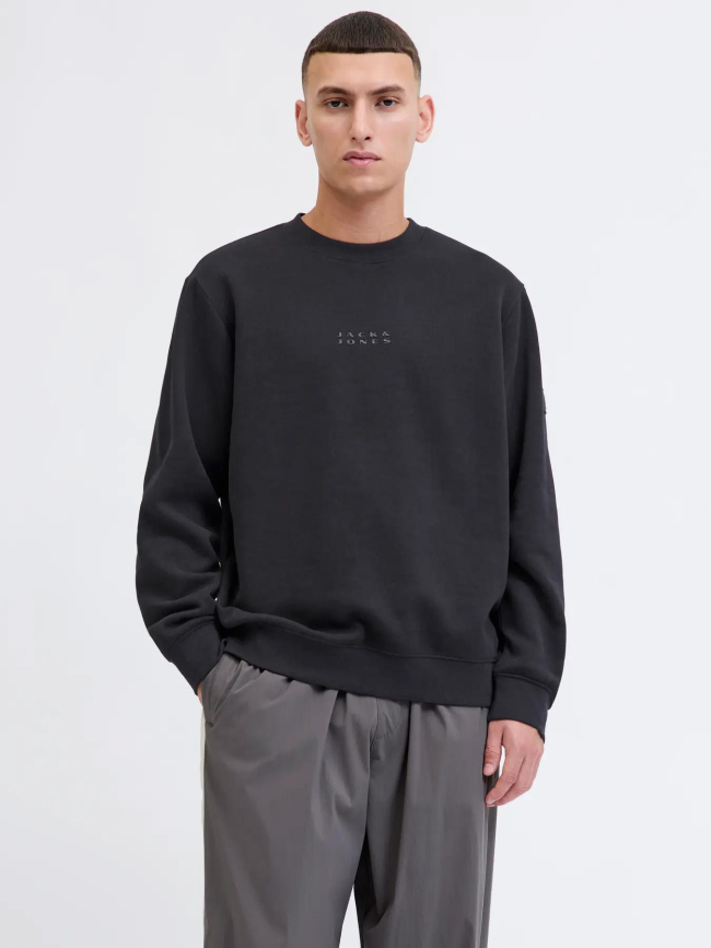 Sweatshirt point badge noir homme - Jack & Jones