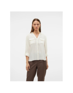 Chemise rayée pailletée bumpy blanc doré femme - Vero Moda