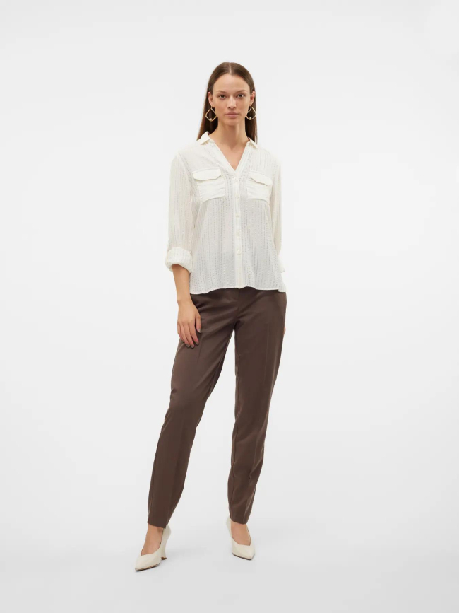 Chemise rayée pailletée bumpy blanc doré femme - Vero Moda