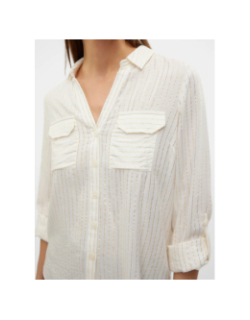 Chemise rayée pailletée bumpy blanc doré femme - Vero Moda