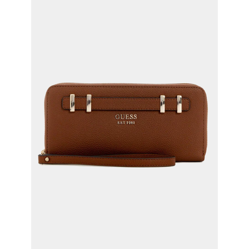Portefeuille laurel medium zippé marron femme - Guess