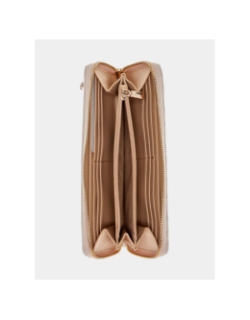 Portefeuille laurel medium zippé marron femme - Guess