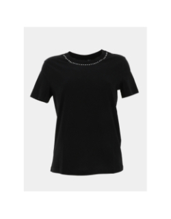 T-shirt uni liana strass noir femme - Vero Moda