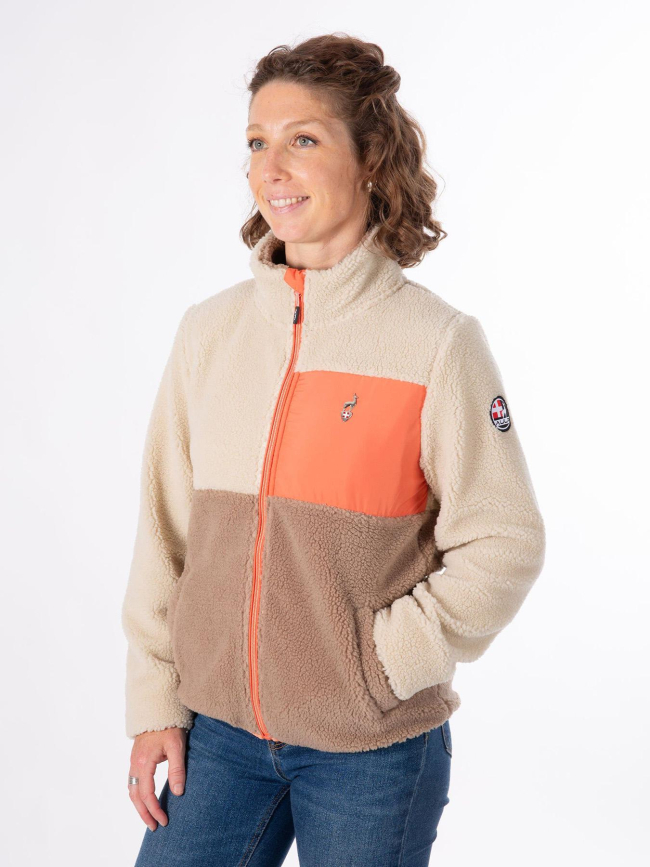 Veste polaire seconde couche sherpa beige marron femme - Aulp