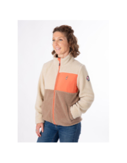 Veste polaire seconde couche sherpa beige marron femme - Aulp