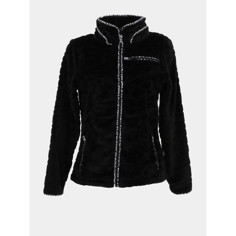 Veste polaire à motif léopard Mireille noir femme - Angèle Sportswear
