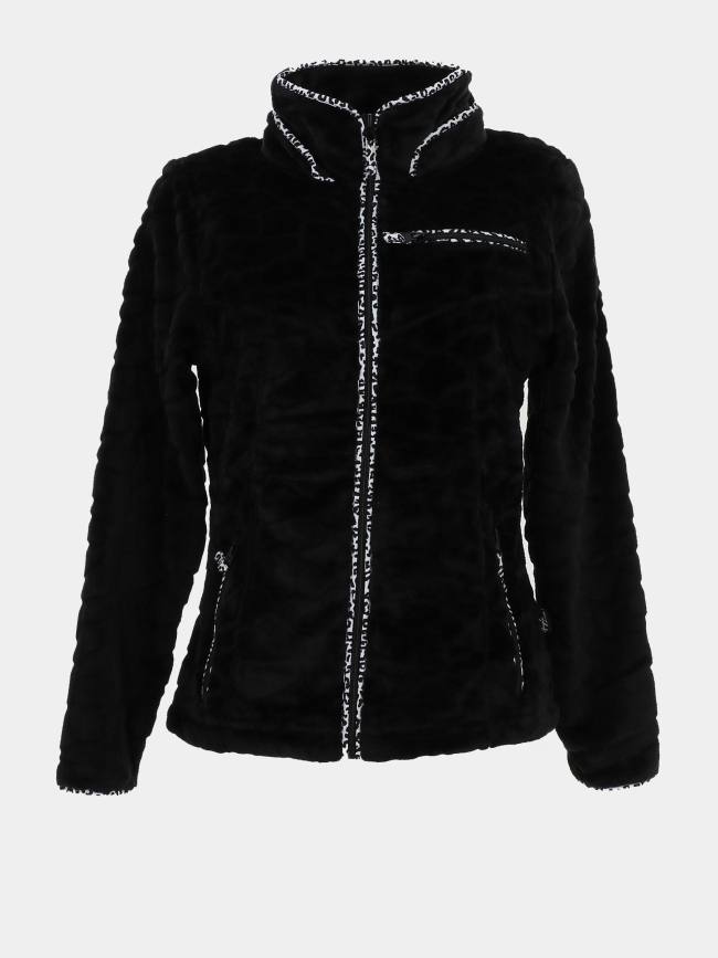 Veste polaire à motif léopard Mireille noir femme - Angèle Sportswear