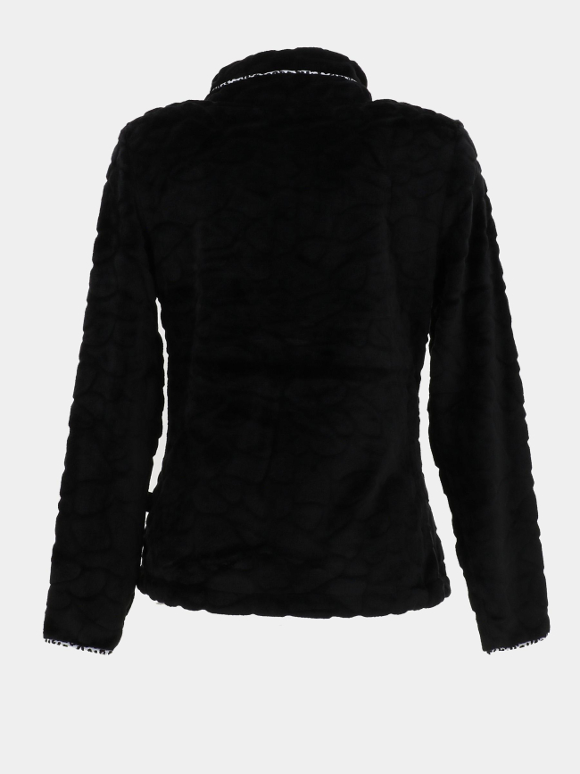 Veste polaire à motif léopard Mireille noir femme - Angèle Sportswear
