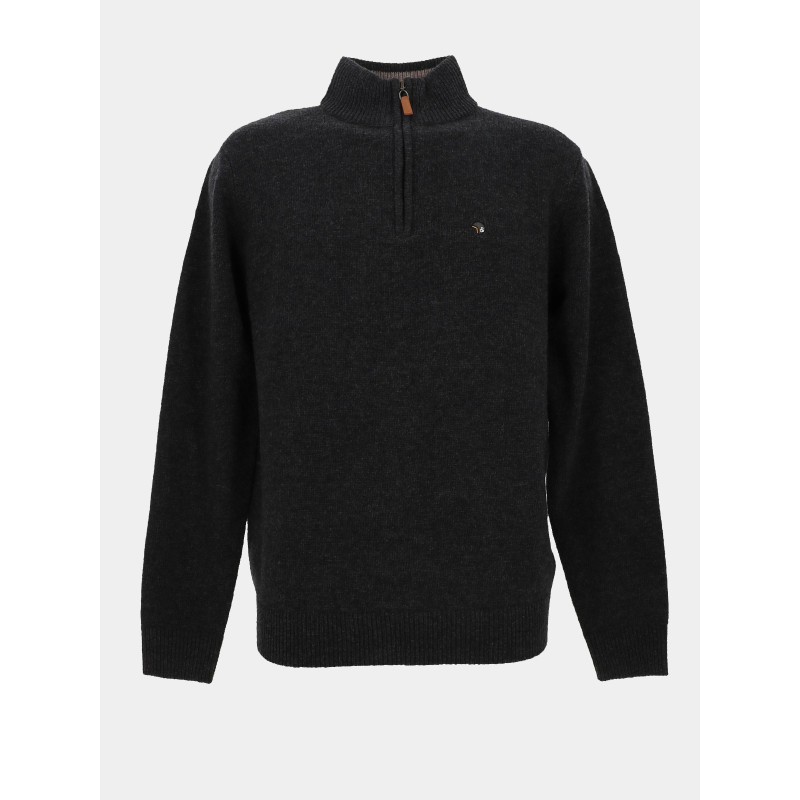 Pull col zippé en laine federup anthracite homme - Benson & Cherry