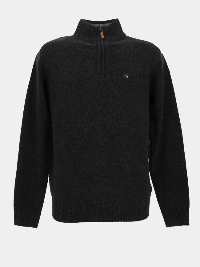 Pull col zippé en laine federup anthracite homme - Benson & Cherry