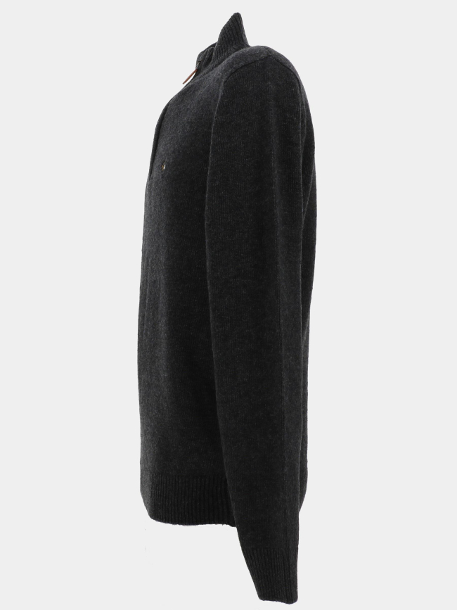 Pull col zippé en laine federup anthracite homme - Benson & Cherry