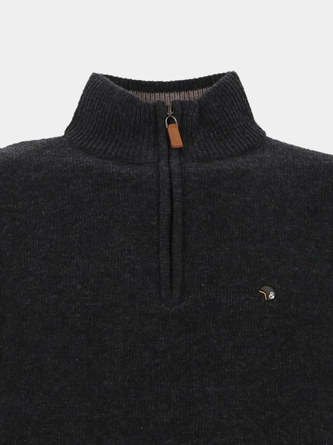 Pull col zippé en laine federup anthracite homme - Benson & Cherry