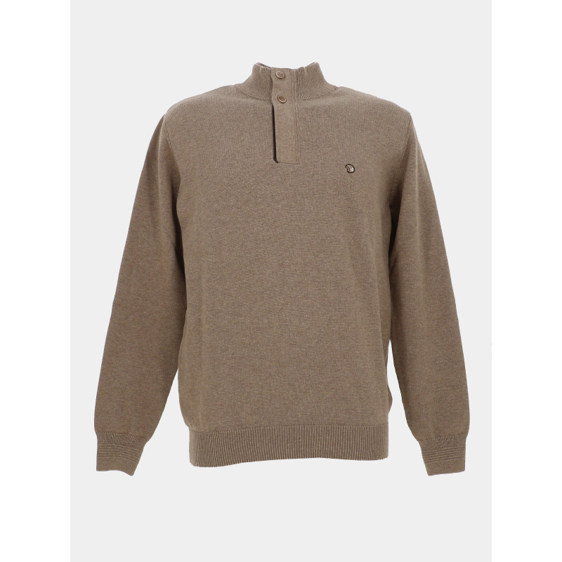 Pull col zippé flack marron homme - Benson & Cherry