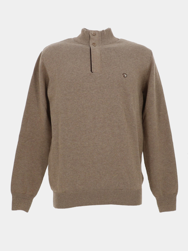 Pull col zippé flack marron homme - Benson & Cherry