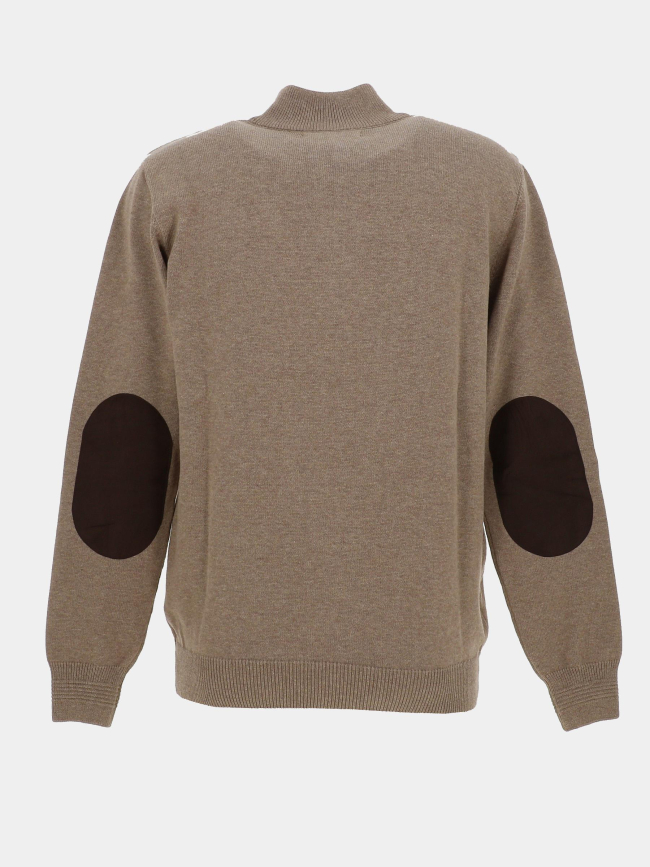 Pull col zippé flack marron homme - Benson & Cherry