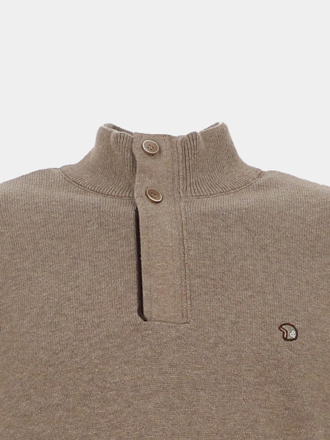 Pull col zippé flack marron homme - Benson & Cherry