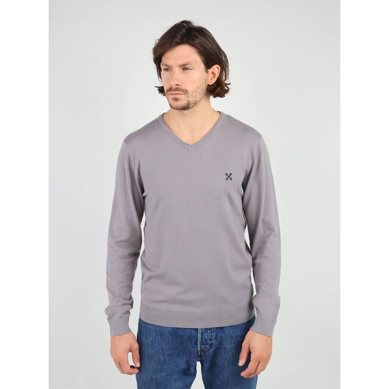 Pull léger à col v revio gris homme - Oxbow