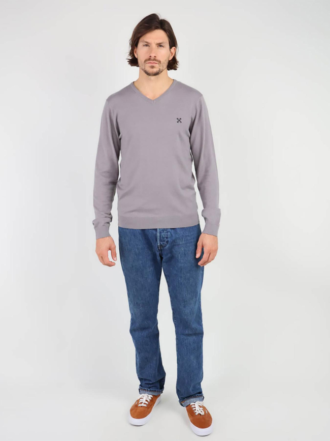 Pull léger à col v revio gris homme - Oxbow