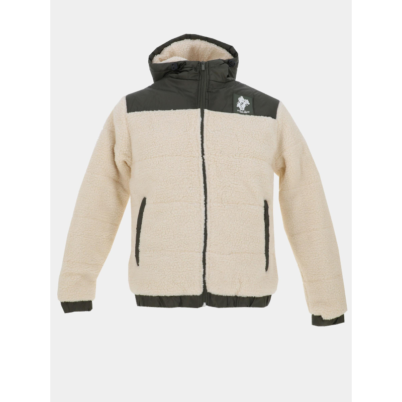 Veste bi-matère sherpa neo team blanc et kaki homme - Polo Team