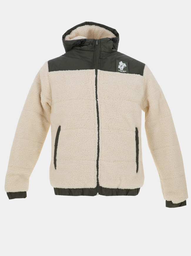 Veste bi-matère sherpa neo team blanc et kaki homme - Polo Team