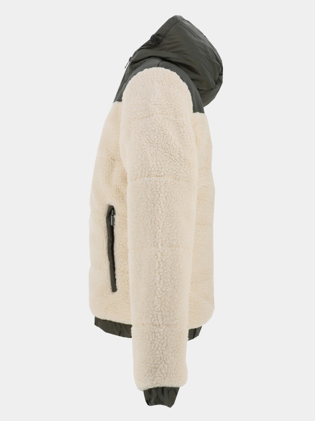 Veste bi-matère sherpa neo team blanc et kaki homme - Polo Team