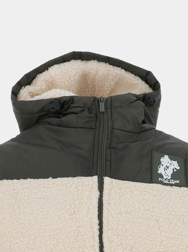 Veste bi-matère sherpa neo team blanc et kaki homme - Polo Team