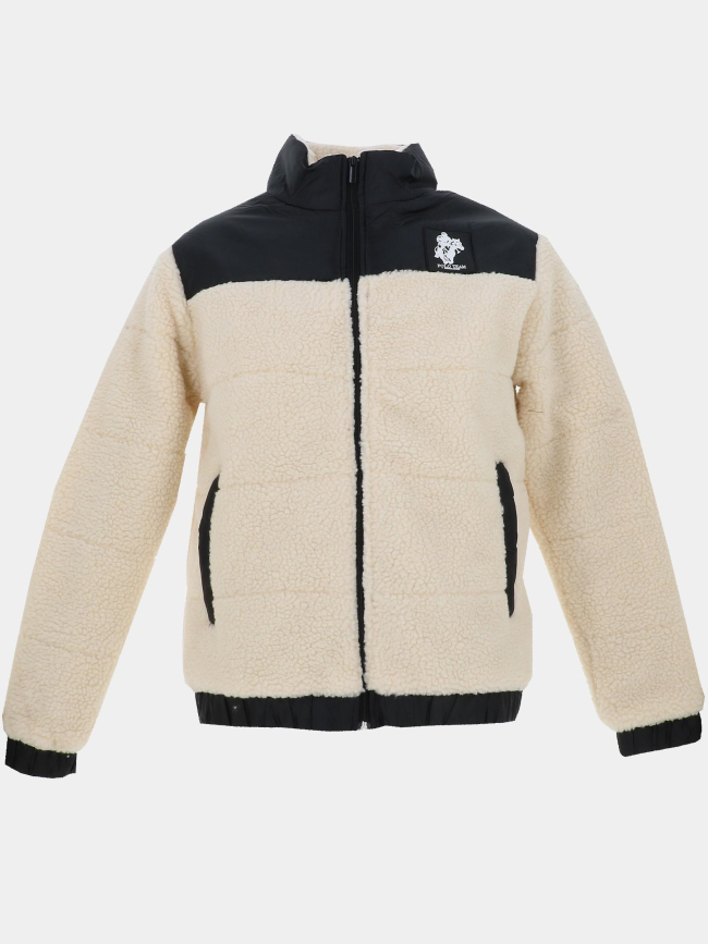 Veste bi matière sherpa neven team blanc et noir homme - Polo Team