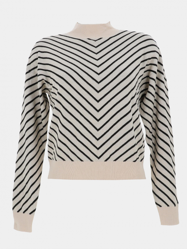 Pull fin rayé capricorn beige noir femme - Vero Moda