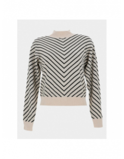 Pull fin rayé capricorn beige noir femme - Vero Moda